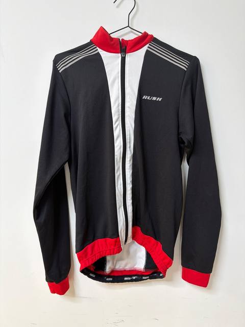 RUSH Maillot Ciclismo Manga Larga Negro Rojo Vintage