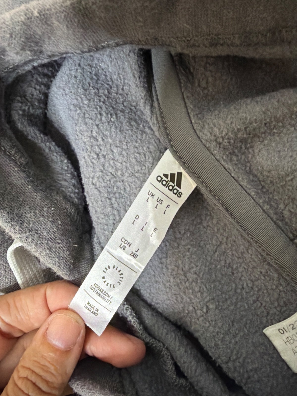 Sudadera Adidas capucha gris talla L básica streetwear — foto 3