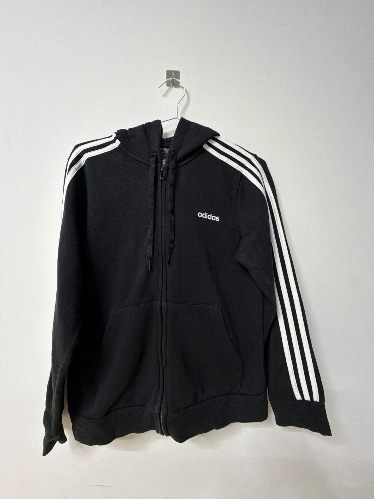 Sudadera Adidas capucha negra 3 rayas Talla L Streetwear