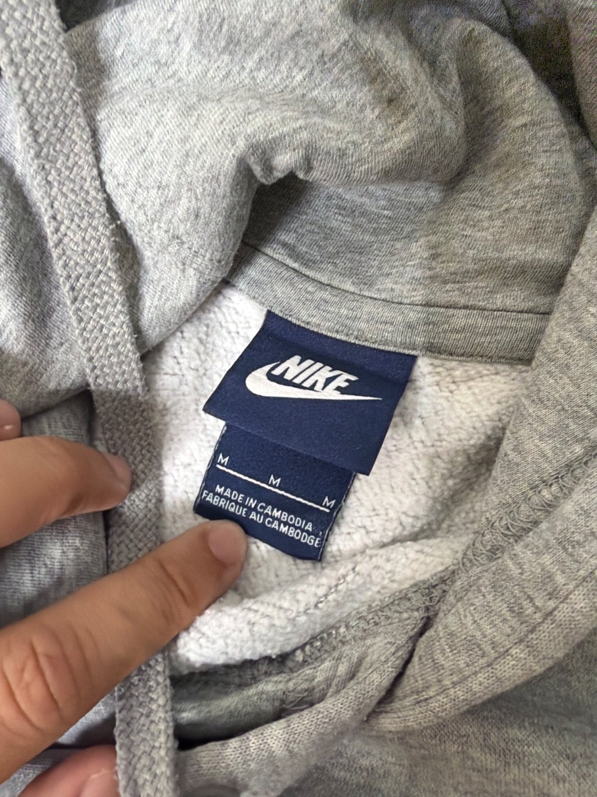 Nike Sudadera Capucha Gris Swoosh Bordado Rojo Vintage — foto 5