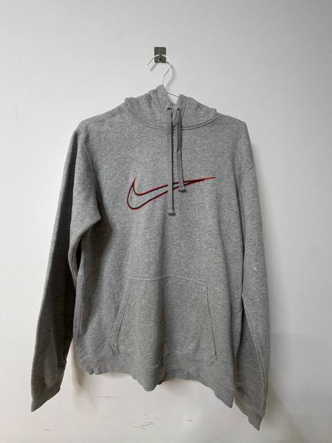 Nike Sudadera Capucha Gris Swoosh Bordado Rojo Vintage