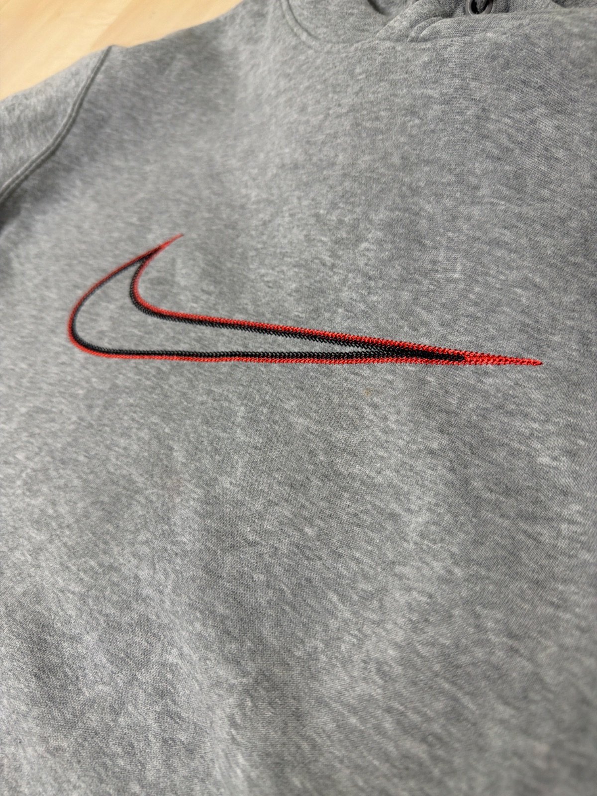 Nike Sudadera Capucha Gris Swoosh Bordado Rojo Vintage — foto 4