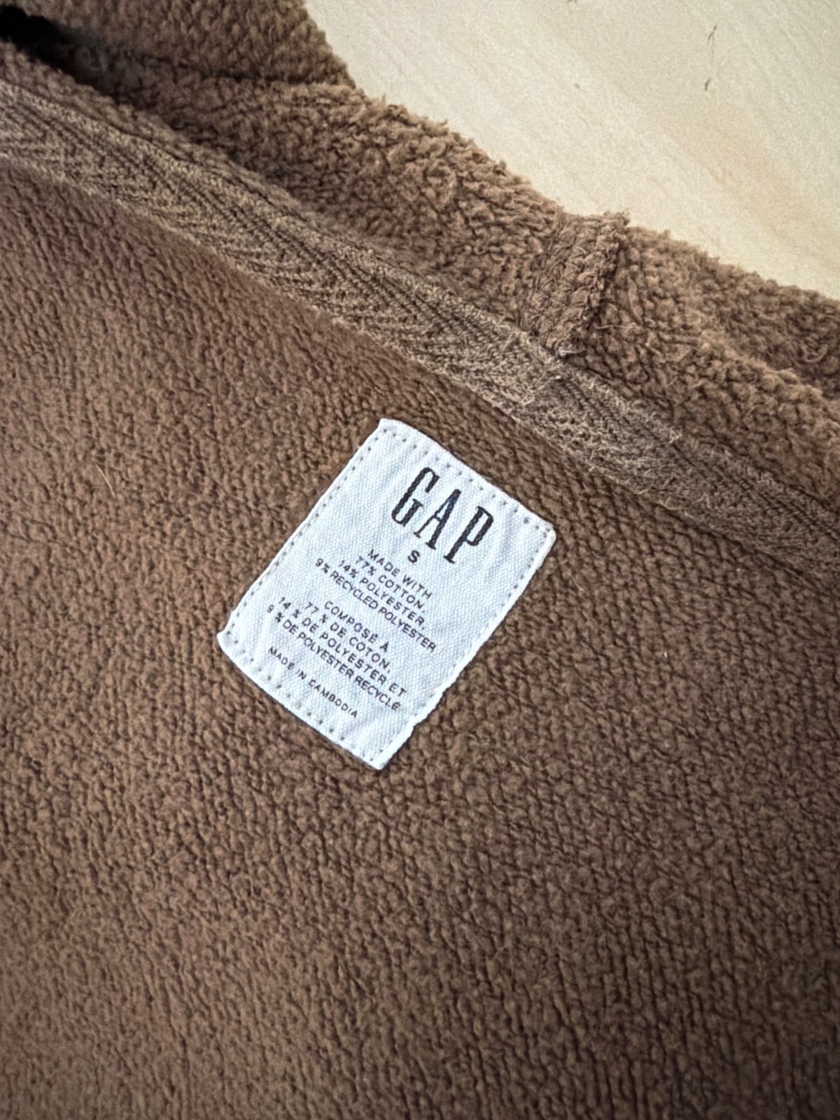 Sudadera GAP capucha marrón Talla S borreguito vintage — foto 3