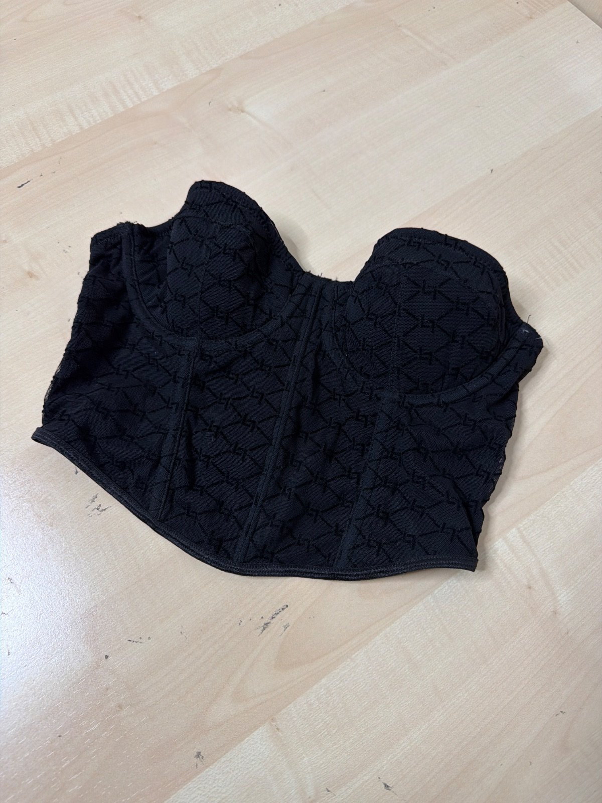 Primark corset negro monograma T85B/32B Y2K fiesta