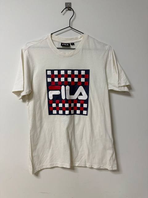 Fila camiseta cuadros logo blanca Talla S vintage retro