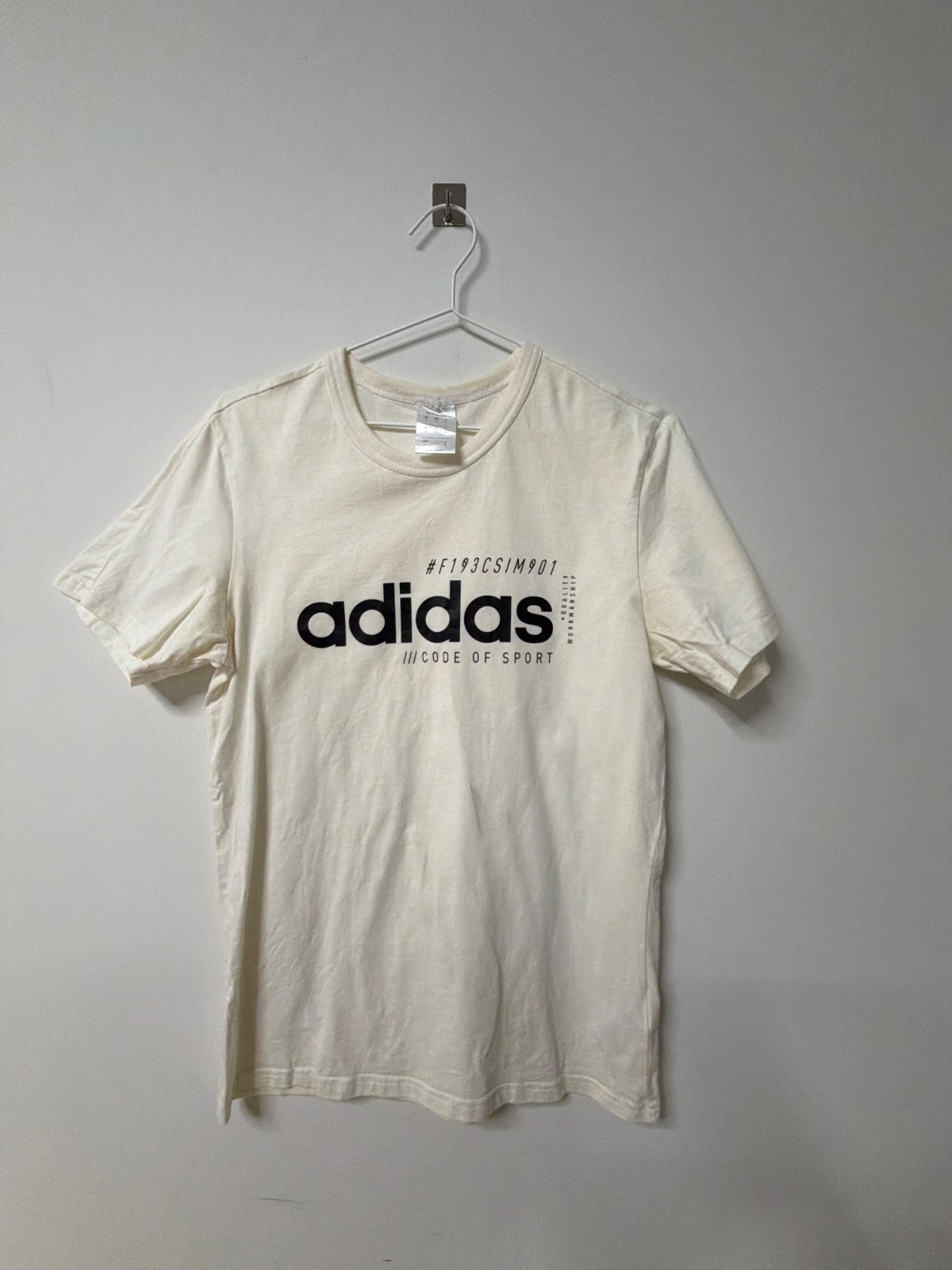 Adidas Camiseta Code of Sport Talla S Crema Streetwear Vintage