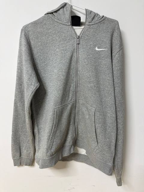 Nike sudadera capucha gris cremallera streetwear vintage