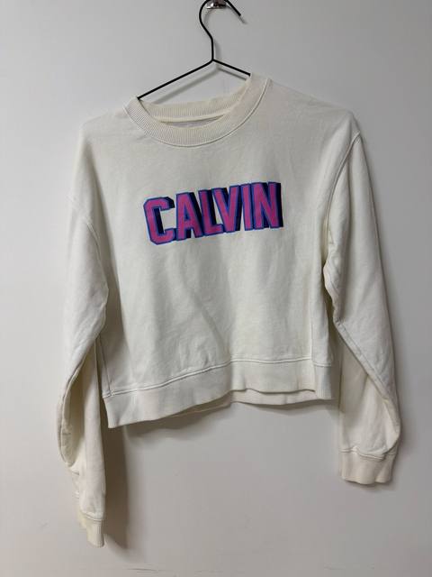 Sudadera crop Calvin Klein blanco logo CALVIN Vintage Y2K