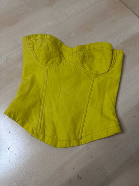 Corset amarillo flúor cremallera espalda Y2K fiesta vintage