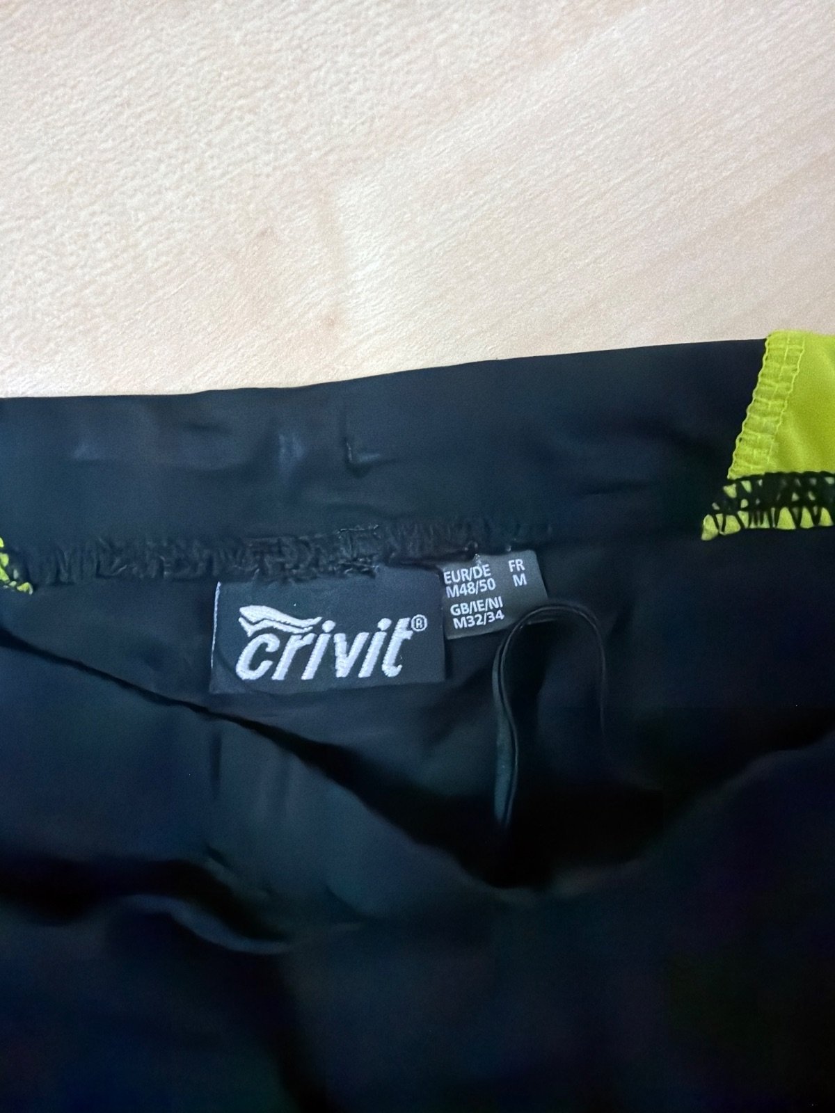 Crivit culotte ciclismo M negro amarillo flúor badana — foto 2