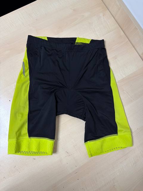 Crivit culotte ciclismo M negro amarillo flúor badana