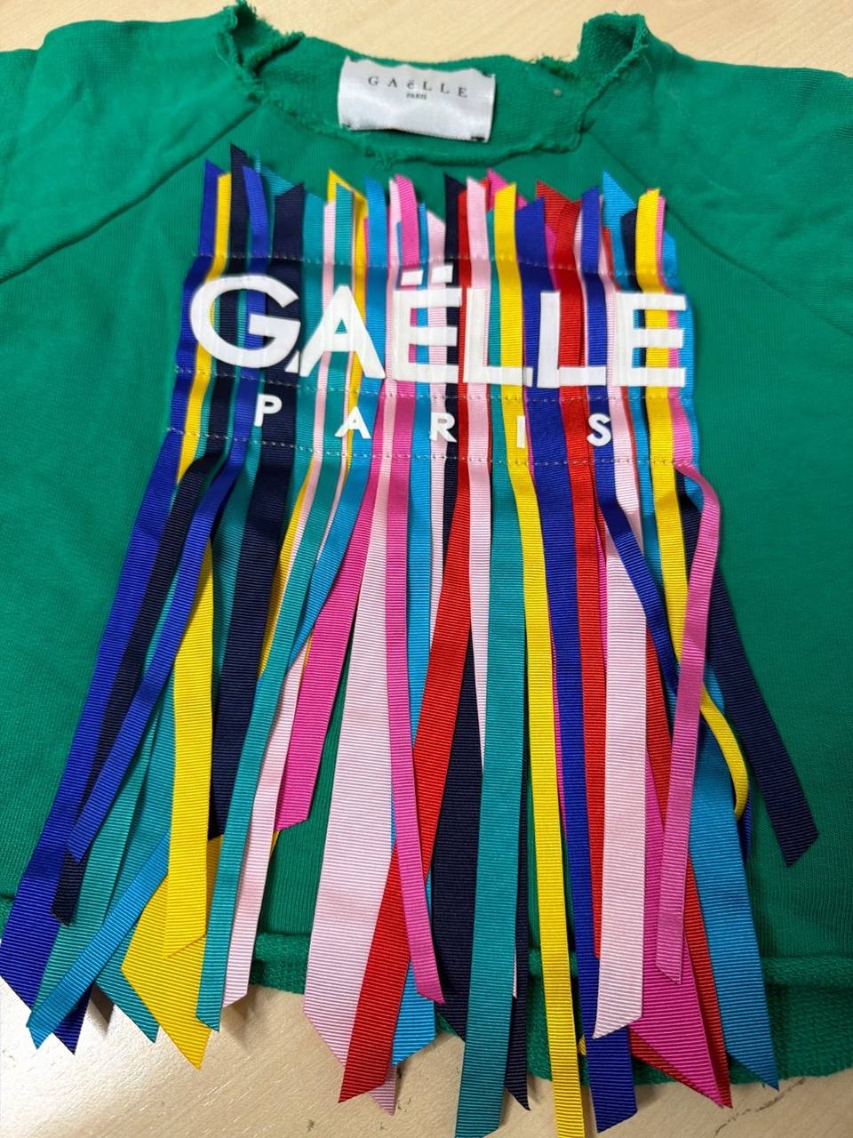 Gaëlle Paris sudadera bebé verde flecos cinta bordado — foto 8