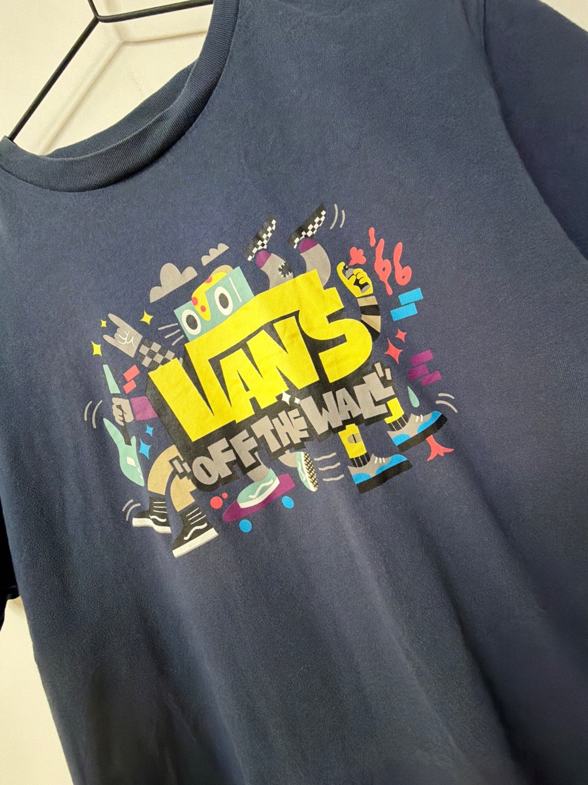 Camiseta Vans Off The Wall Azul Marino Streetwear Vintage — foto 3
