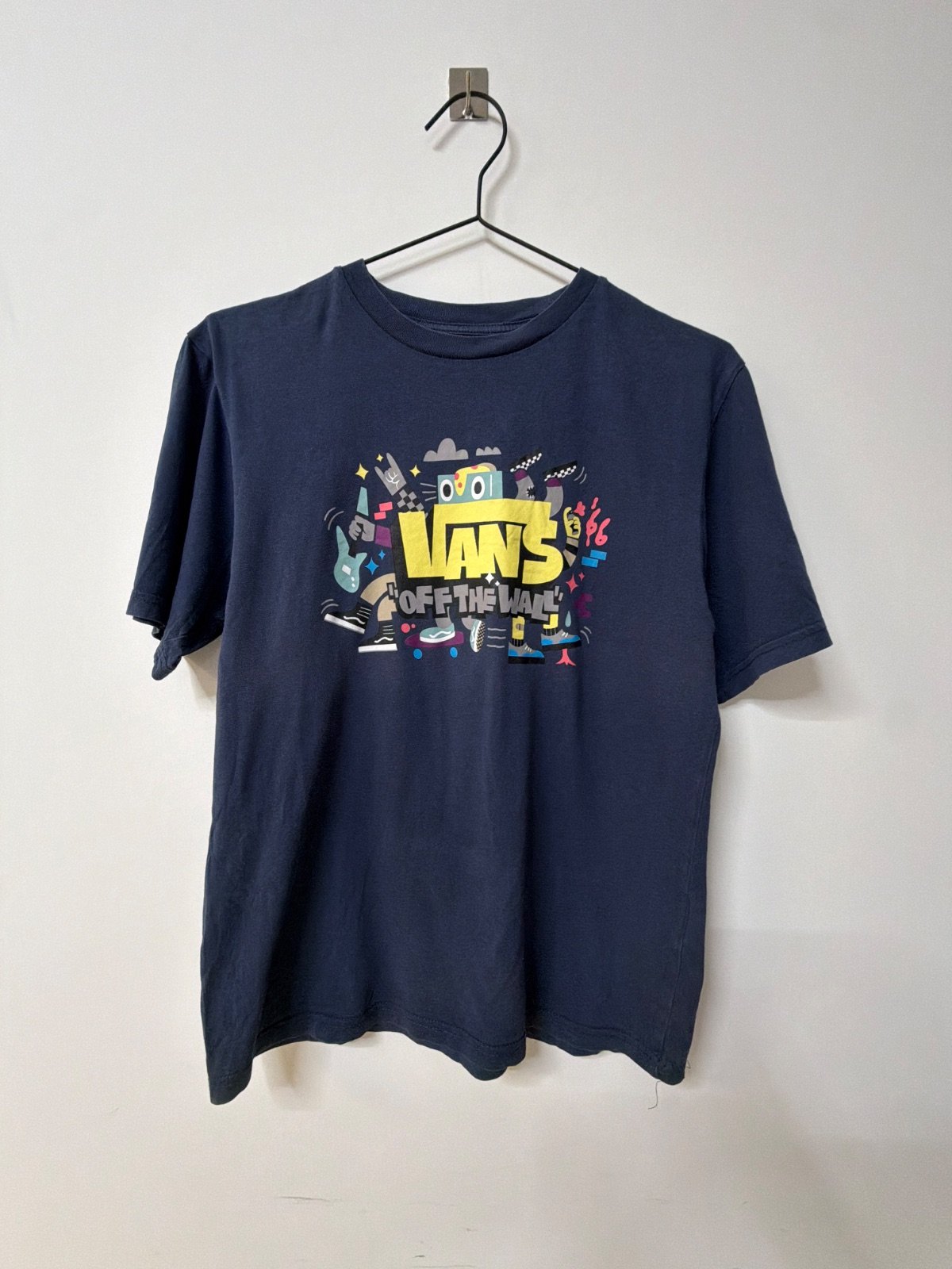 Camiseta Vans Off The Wall Azul Marino Streetwear Vintage