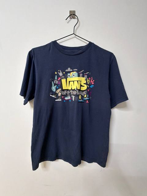 Camiseta Vans Off The Wall Azul Marino Streetwear Vintage
