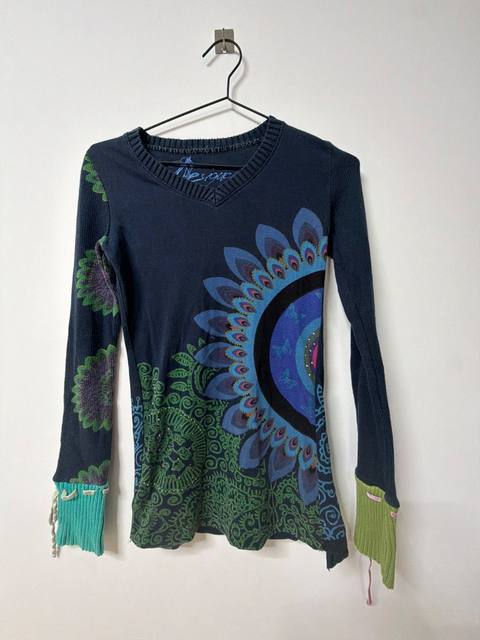 Desigual jersey mujer mandala azul pavo real vintage boho