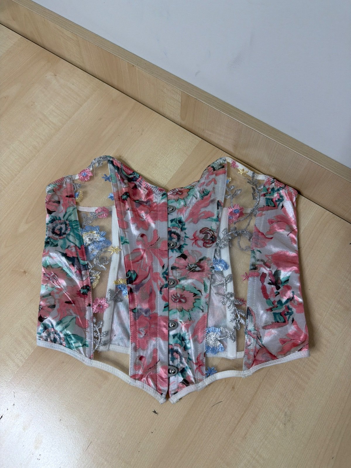 Corset floral satén y malla bordada Vintage Y2K Boho — foto 2