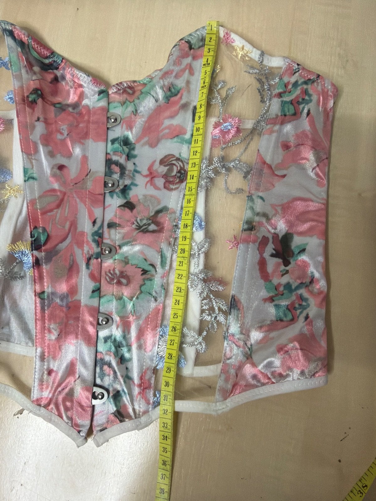 Corset floral satén y malla bordada Vintage Y2K Boho — foto 8