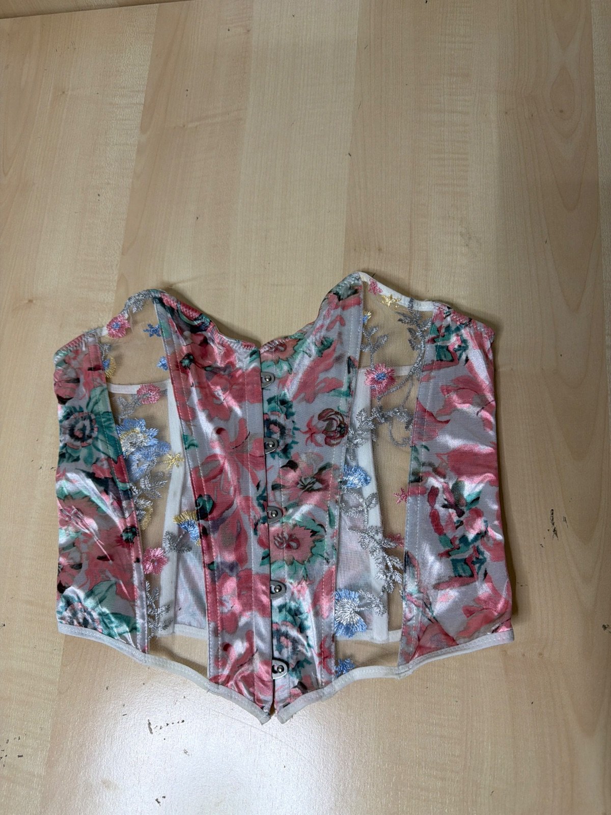 Corset floral satén y malla bordada Vintage Y2K Boho — foto 3