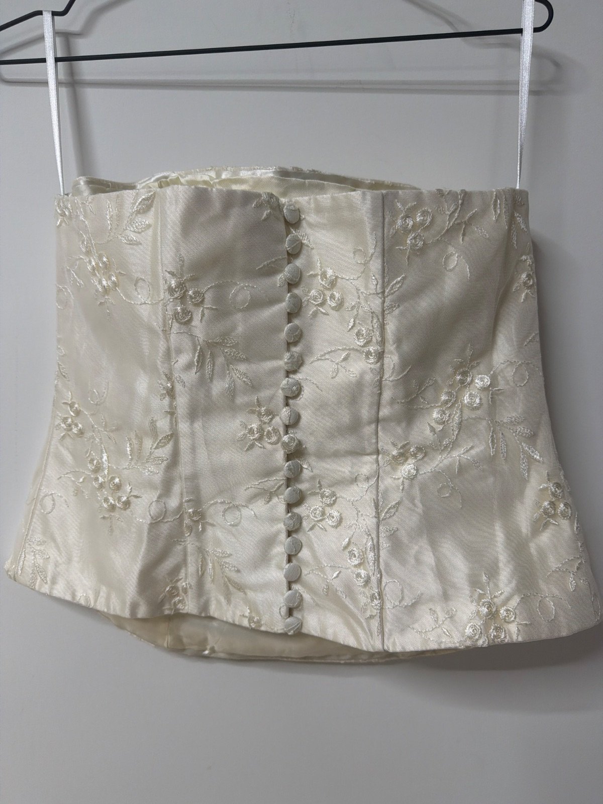 Corsé palabra de honor ivory bordado floral boda vintage — foto 4