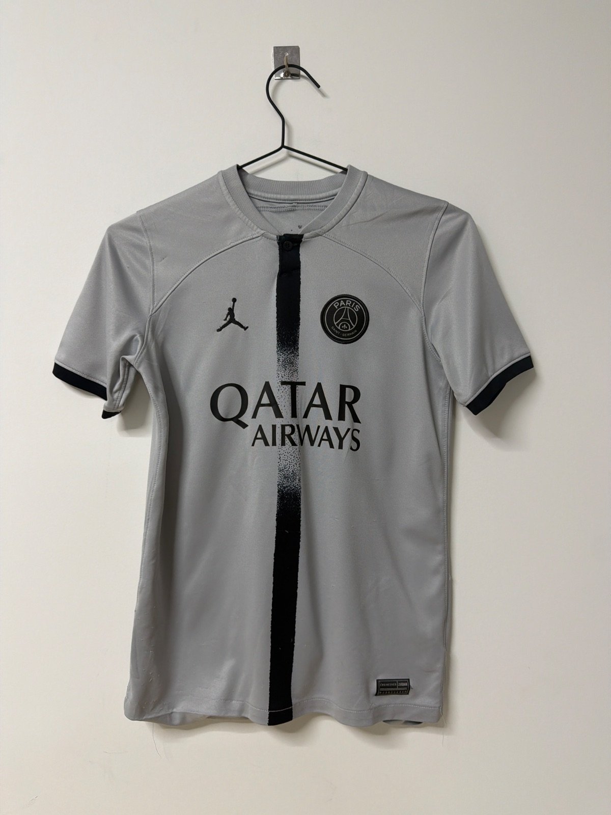 Camiseta PSG x Jordan Bambino Gris Qatar Airways Fútbol Vintage