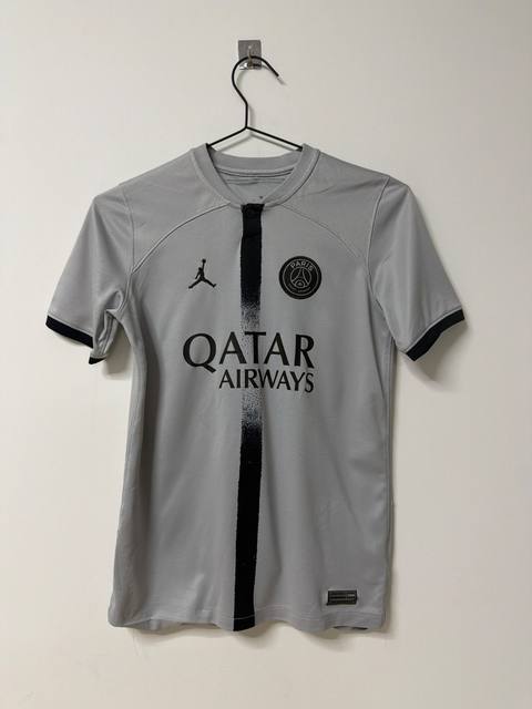 Camiseta PSG x Jordan Bambino Gris Qatar Airways Fútbol Vintage