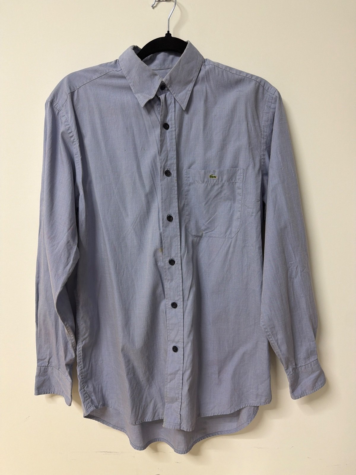 Camisa Lacoste Vintage Azul Claro - Talla S/M - 100% Algodón