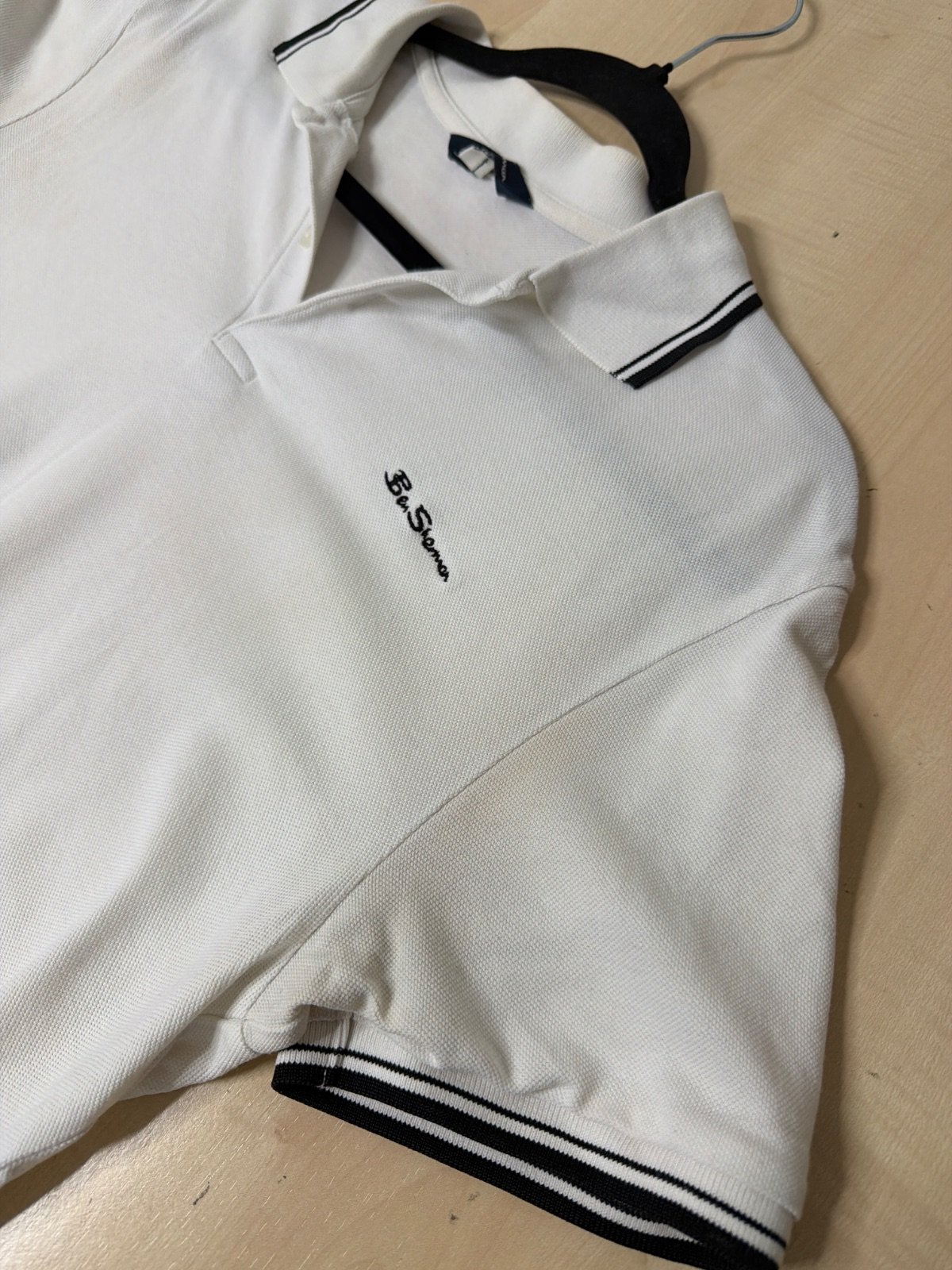 Polo Ben Sherman Blanco Detalles Negros - Talla M (100% Algodón) — foto 3