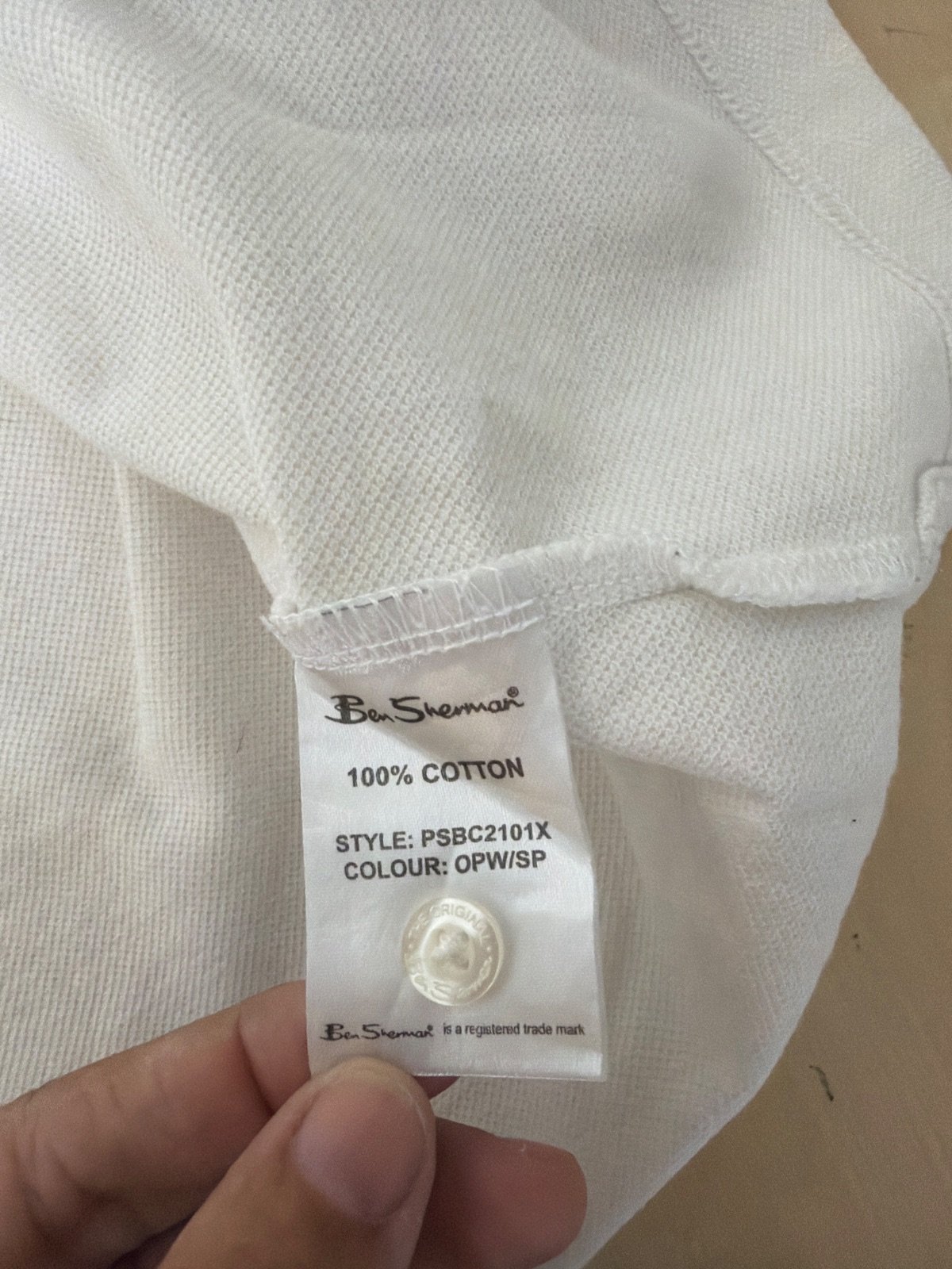 Polo Ben Sherman Blanco Detalles Negros - Talla M (100% Algodón) — foto 5