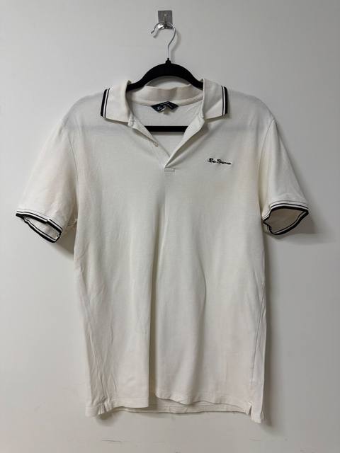 Polo Ben Sherman Blanco Detalles Negros - Talla M (100% Algodón)