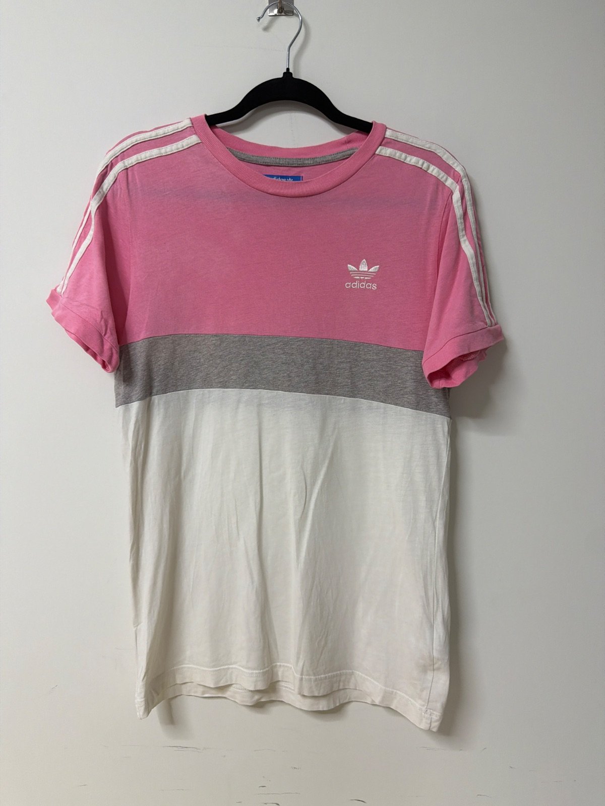Camiseta Adidas Originals Colorblock Rosa/Gris/Blanco - Talla S