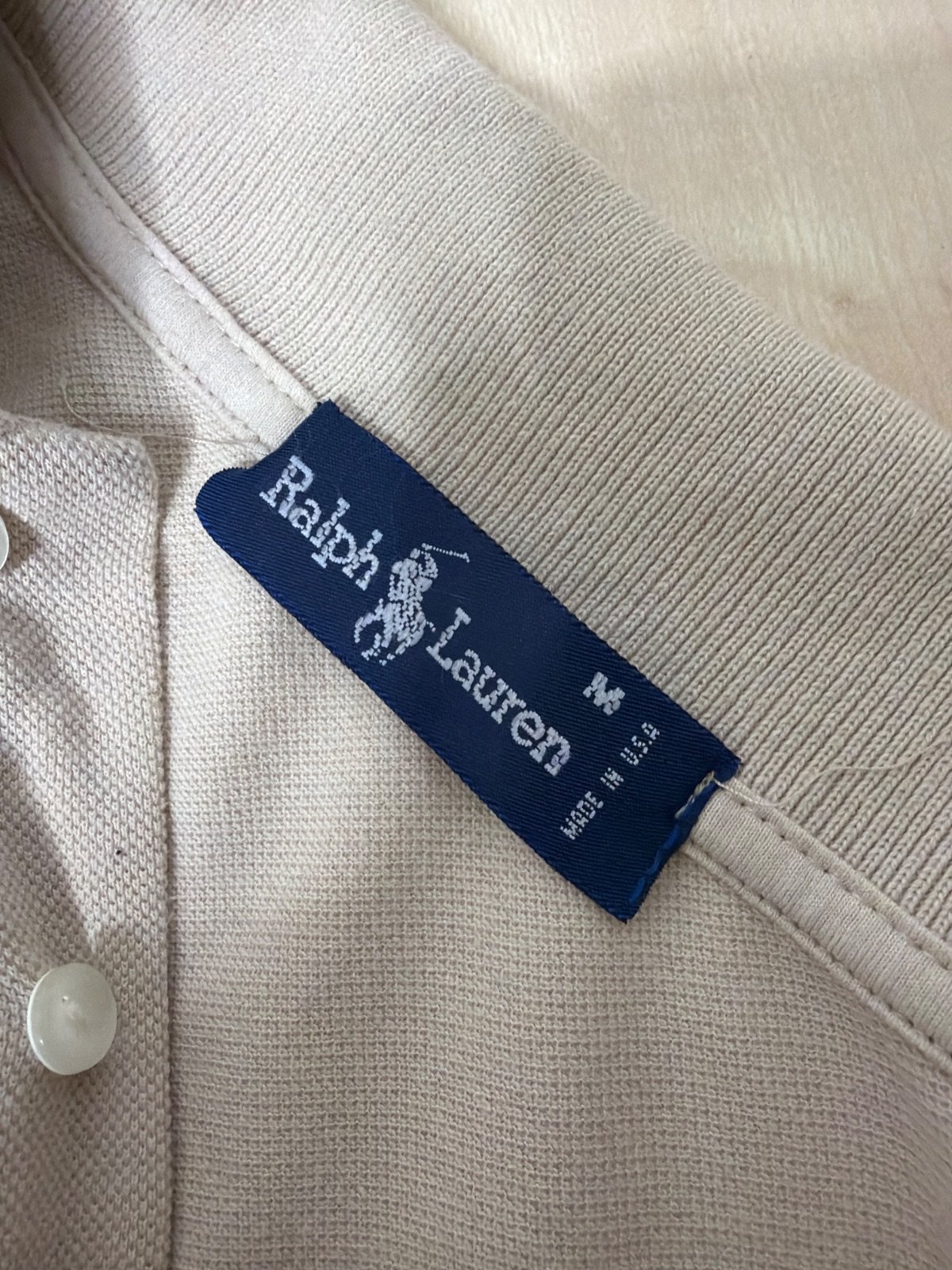 Polo Manga Larga Ralph Lauren Vintage (Made in USA) - Beige Talla M — foto 4