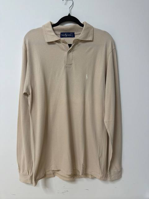 Polo Manga Larga Ralph Lauren Vintage (Made in USA) - Beige Talla M