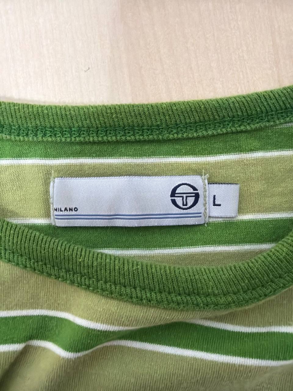 Camiseta Vintage Sergio Tacchini Rayas Verdes - Estilo Y2K / Baby Tee (Talla S) — foto 3