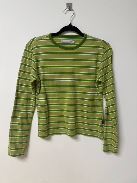 Camiseta Vintage Sergio Tacchini Rayas Verdes - Estilo Y2K / Baby Tee (Talla S)