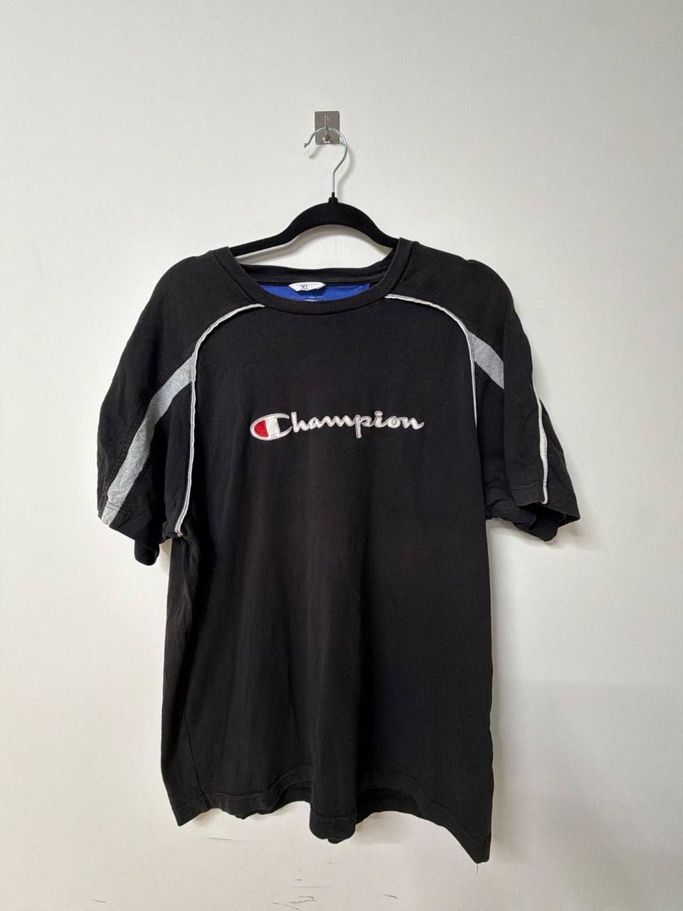 Champion Camiseta XL Negra Bordado Vintage Streetwear