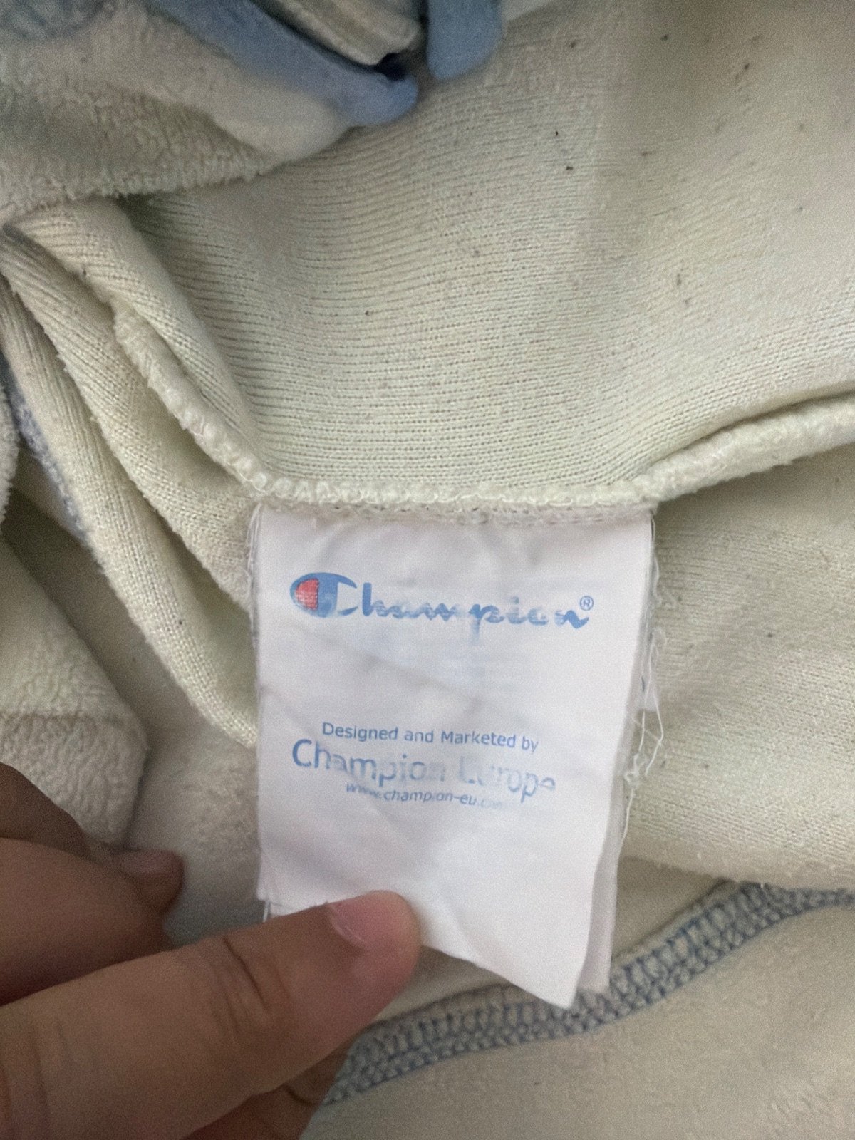 Champion Fleece Zip Jacket Cream Off-White Light Blue Contrast Stitching Y2K — foto 4