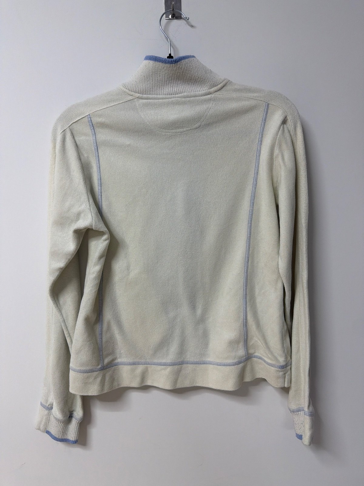 Champion Fleece Zip Jacket Cream Off-White Light Blue Contrast Stitching Y2K — foto 2
