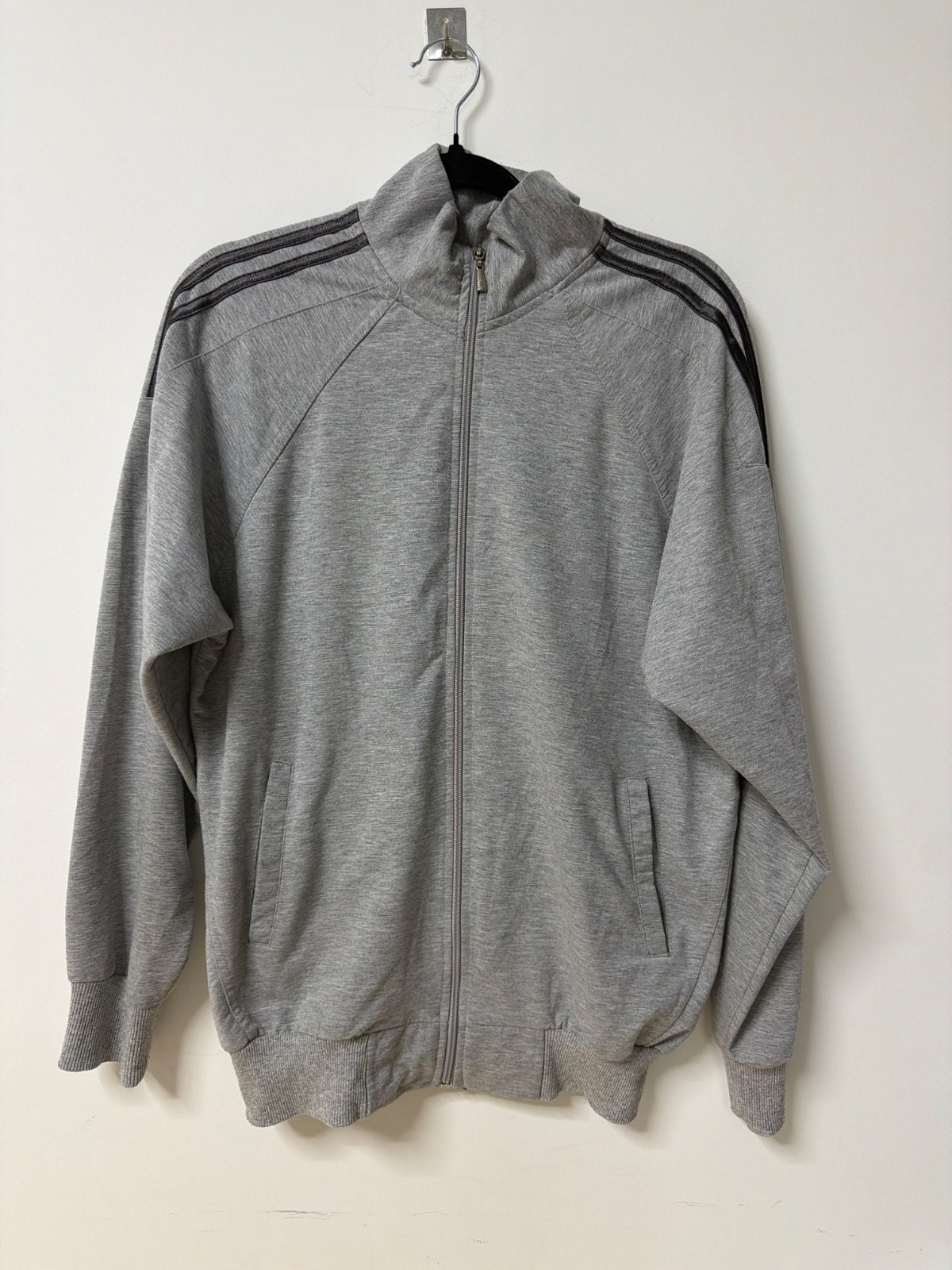 Adidas chaqueta chándal gris tres rayas cuello alto vintage