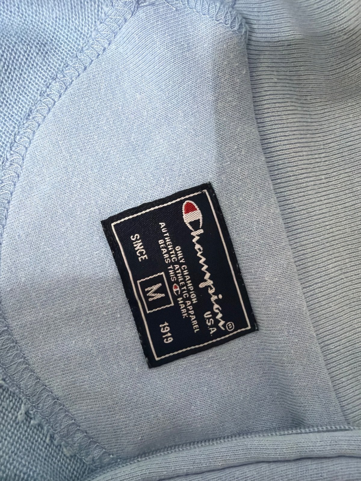 Champion Half Zip Sweatshirt Light Baby Blue Vintage Y2K Size M — foto 3