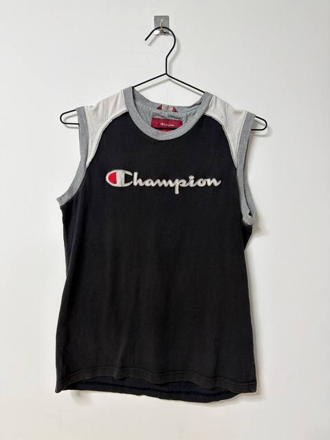 Champion camiseta tirantes negra logo bordado vintage streetwear
