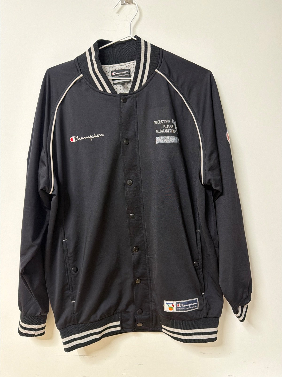 Champion Y2K Italian Basketball Federation Varsity Track Jacket Black Size M