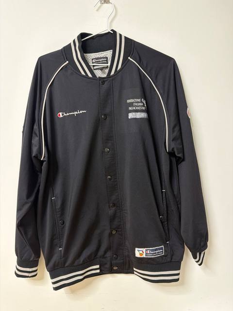 Champion Y2K Italian Basketball Federation Varsity Track Jacket Black Size M