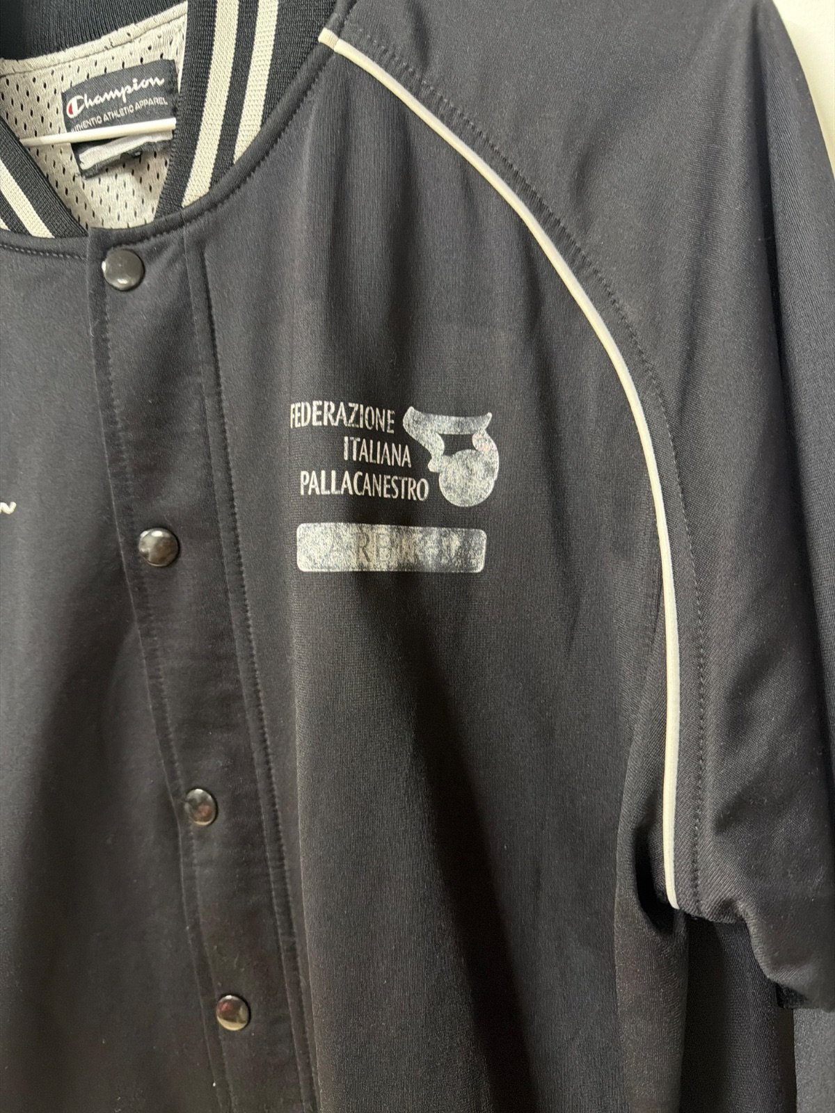Champion Y2K Italian Basketball Federation Varsity Track Jacket Black Size M — foto 2