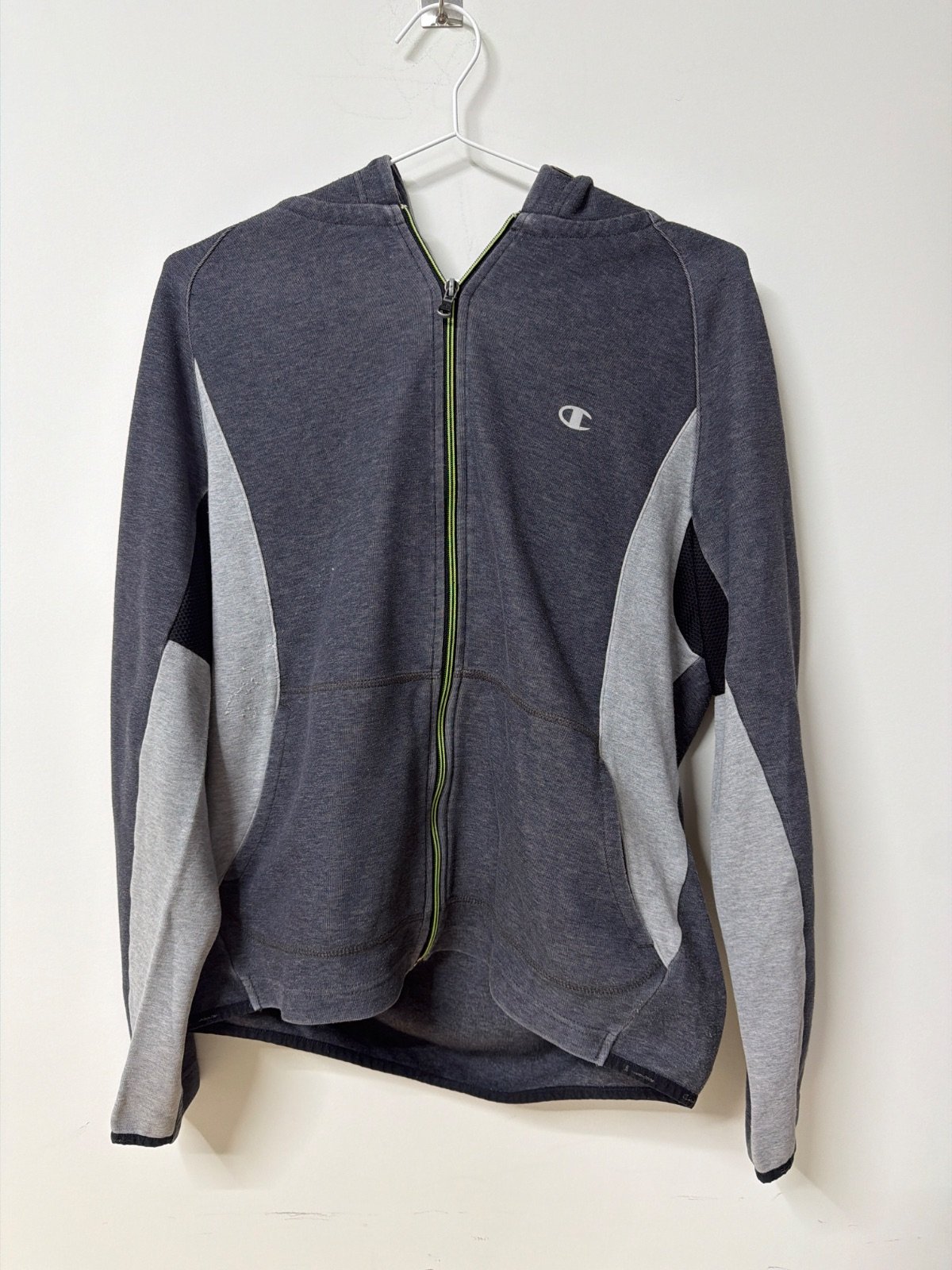Champion sudadera cremallera capucha gris Vintage Deporte