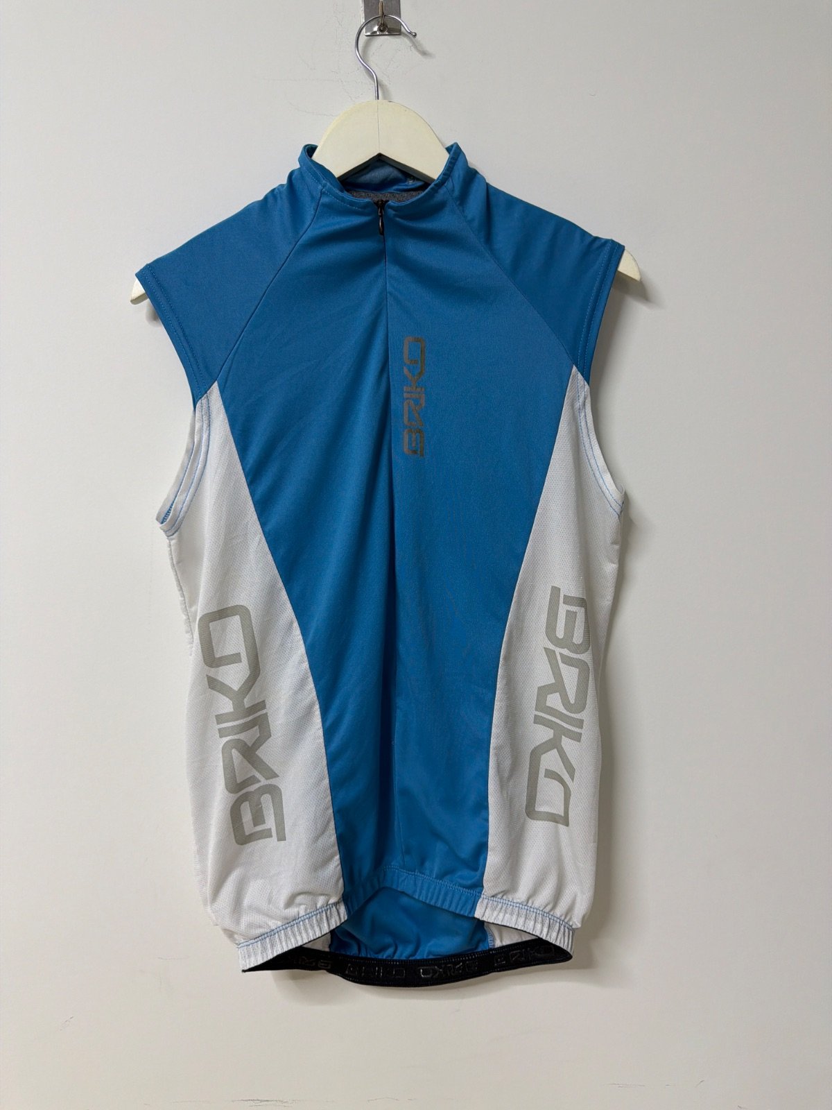 BRIKO Cycling Sleeveless Jersey Vest Blue White Gilet Bikecore Y2K