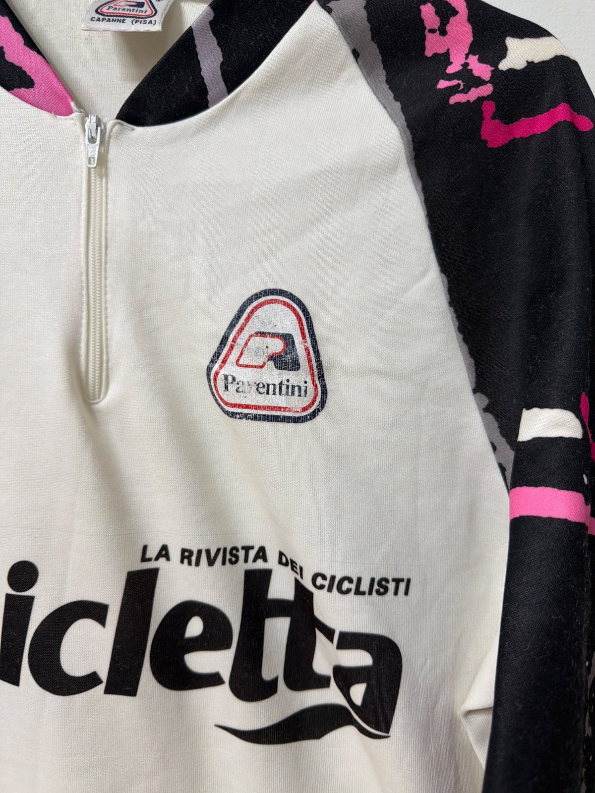 Parentini Cycling Long Sleeve Jersey Vintage 90s La Bicicletta Retro Made in Italy Size 6 — foto 2