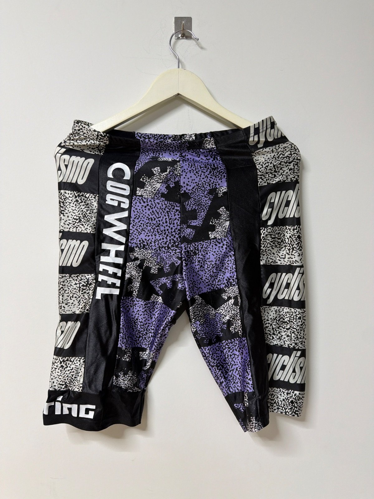 Meeting Bike Vintage Cycling Shorts 90s Retro Purple Patterned Bike Pants