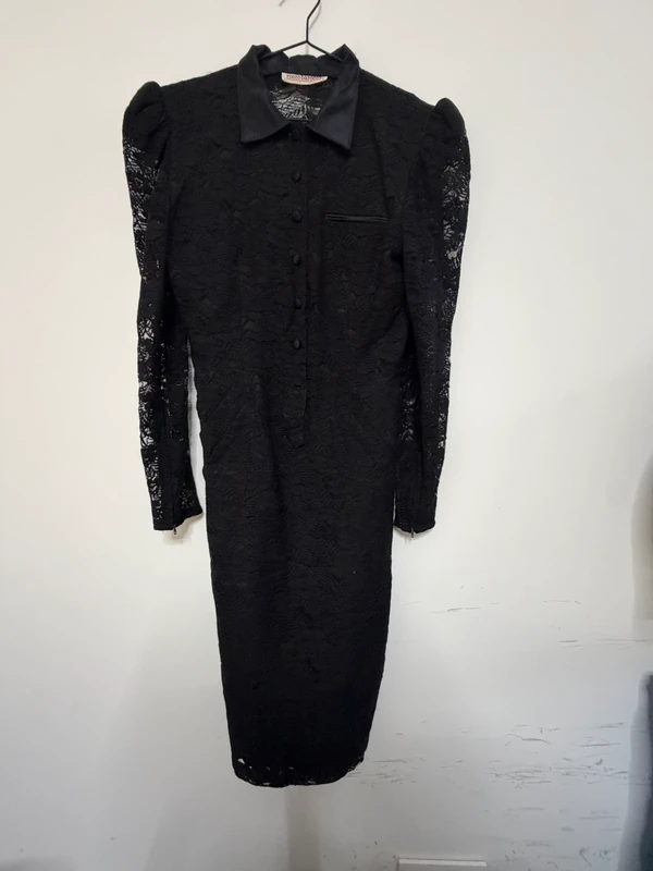 Roccobarocco vestido midi encaje negro Talla S/36 Vintage
