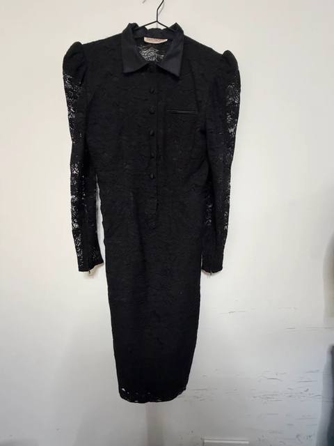 Roccobarocco vestido midi encaje negro Talla S/36 Vintage